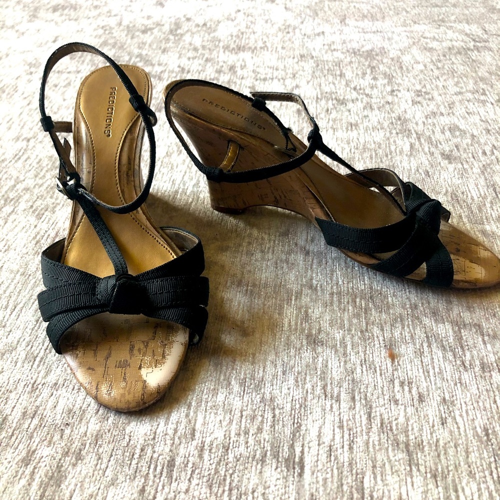 Black Wedge Sandals, size 8